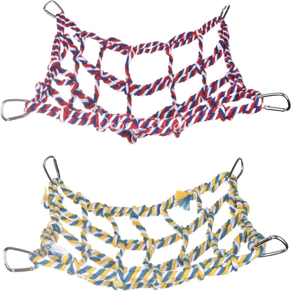 FF菲舤小舖⛵寵物攀爬吊網 大號吊網 松鼠爬網 倉鼠玩具 棉繩編織爬網 耐咬磨牙 鸚鵡用品 鸚鵡玩具 鳥類吊床 鼠玩具-細節圖5