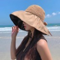 鳥我一下好嗎🍀蝴蝶結遮陽帽 韓版夏天遮陽帽 百搭太陽帽 防曬帽 夏季 空頂帽 防曬遮陽帽 女遮陽帽 防晒帽 大頭圍帽-規格圖9
