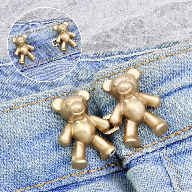 鳥我一下好嗎🍀可愛小熊收腰扣 裝飾扣腰 固定對扣 褲子收腰 褲子調整 調節扣子 子母扣  腰圍調節 收褲扣 牛仔褲腰扣-細節圖3