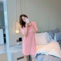 鳥我一下好嗎🍀夏季冰絲涼裙子 素面簡約 休閒套裝 彈力冰絲 涼感 長版睡衣 輕薄透氣 開衩裙 絲質睡衣 睡袍 冰絲睡衣-規格圖11