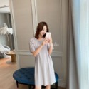 鳥我一下好嗎🍀夏季冰絲涼裙子 素面簡約 休閒套裝 彈力冰絲 涼感 長版睡衣 輕薄透氣 開衩裙 絲質睡衣 睡袍 冰絲睡衣-規格圖11