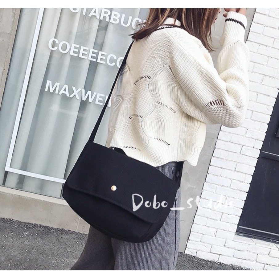 鳥我一下好嗎🍀日系帆布斜背包 百搭包 大學生斜挎包 女用包包 可調節包包 斜挎包 帆布包 攝影包 學生包太空包 餃子包-細節圖7