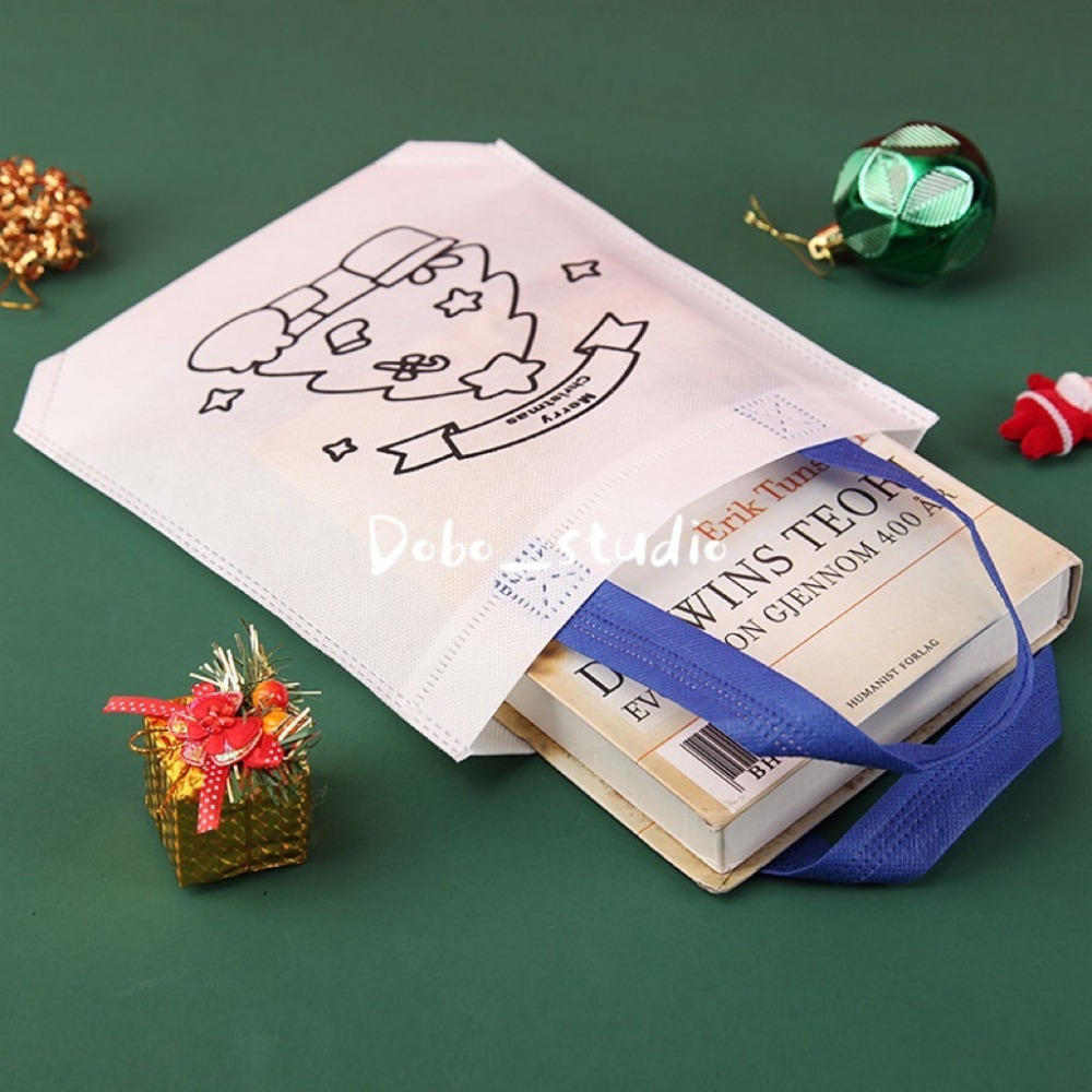 鳥我一下好嗎🍀聖誕塗鴉手提袋 手作 彩繪手提袋 收納袋文具袋 收納包 購物袋 禮品袋 耶誕節 創意塗鴉袋 幼兒園 提袋-細節圖3