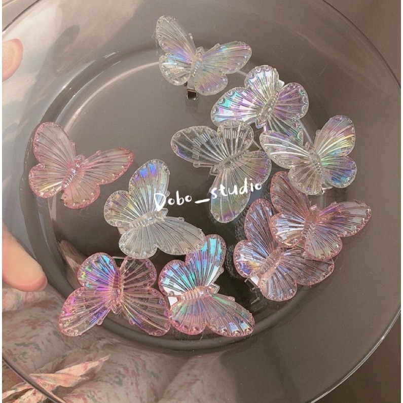 鳥我一下好嗎🍀蝴蝶幻彩髮夾 韓國小髮夾 幻彩人魚姬 蝴蝶髮夾 側邊 碎髮夾 瀏海夾 少女側邊夾 迷你髮夾 森林系 透明-細節圖7