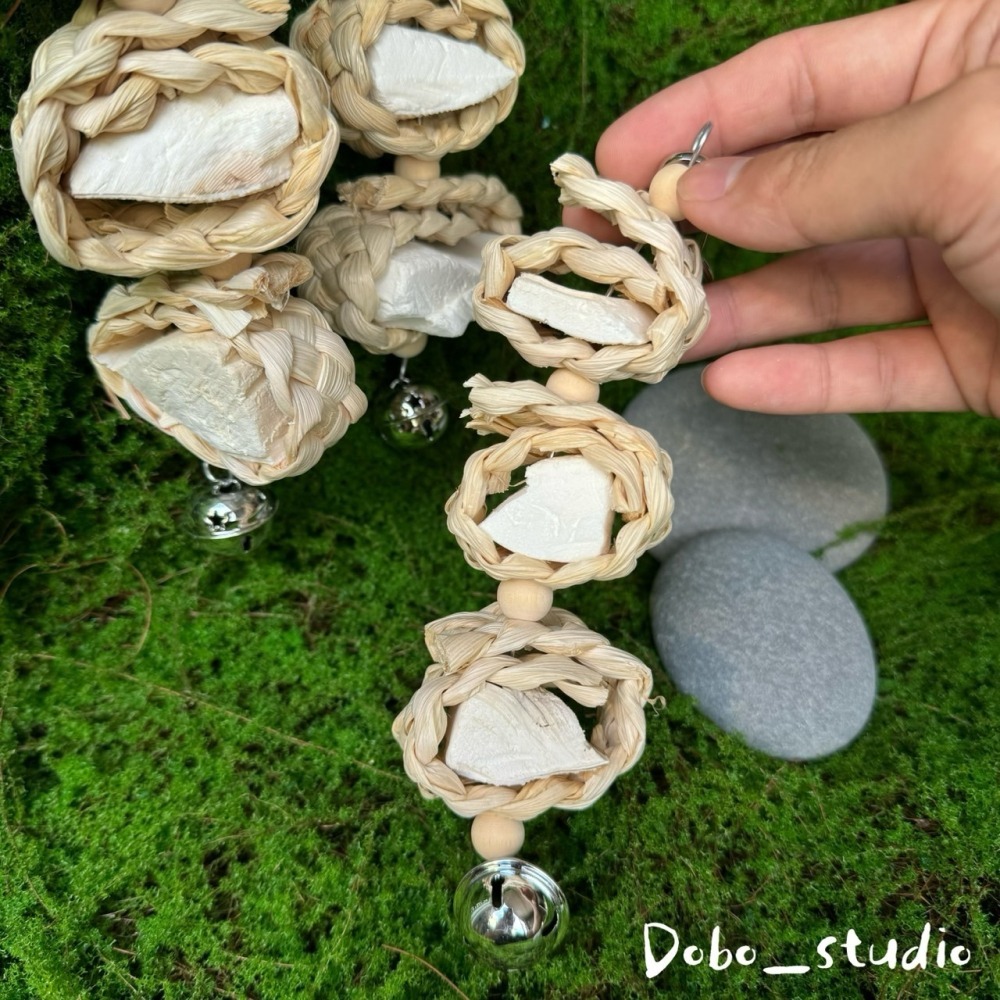 鳥我一下好嗎🍀墨魚骨草編咬串 墨魚骨鳥玩具 中小型鸚鵡 啃咬串 鸚鵡用 墨魚骨 補鈣串 虎皮橫斑 月輪 八哥 鳥籠配件-細節圖4