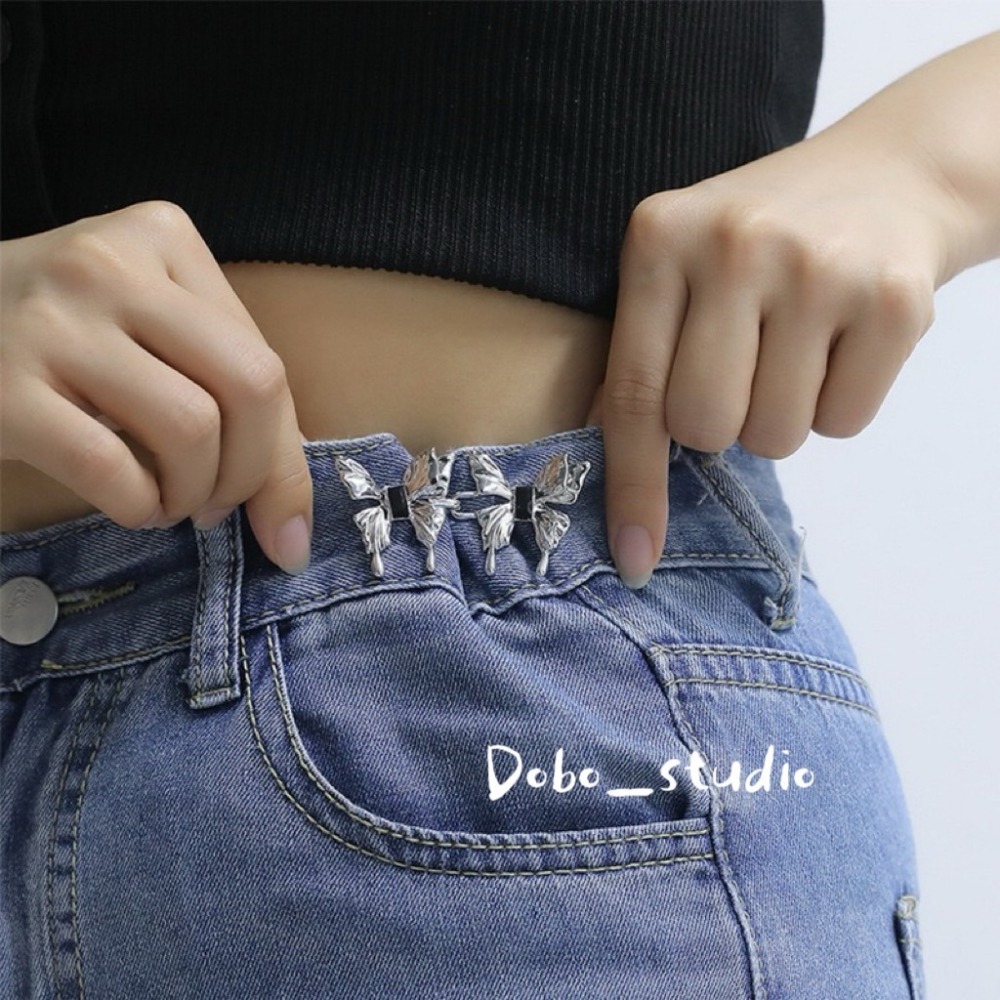 鳥我一下好嗎🍀蝴蝶收腰扣 牛仔褲收腰 蝴蝶造型 固定鈕扣 可拆卸免釘 萬用收腰鈕扣 腰圍調整 收腰神器 復古扣 紐扣釘-細節圖6