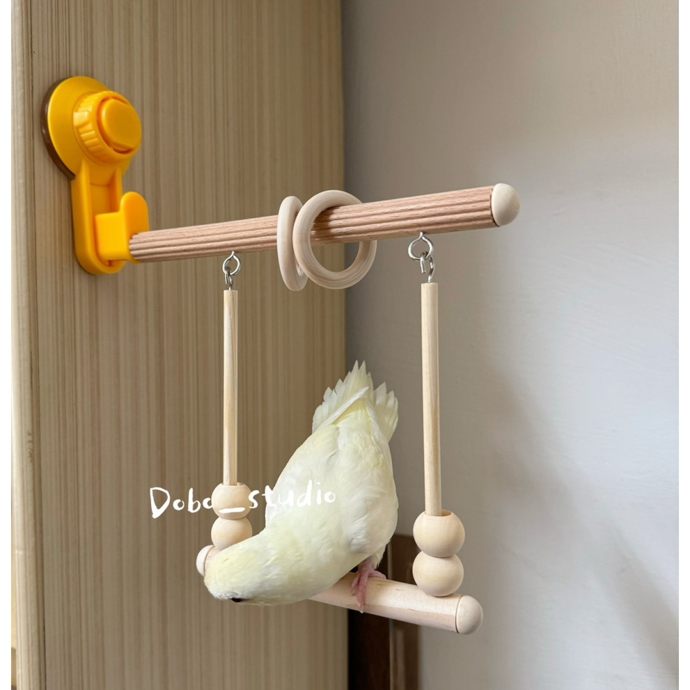 鳥我一下好嗎🍀鸚鵡吸盤空中鞦韆 原木鞦韆 站桿 吸盤站架 鳥啃咬玩具 搖晃鞦韆 鸚鵡爬架 棲木休息架 鸚鵡攀爬玩具 牡-細節圖8