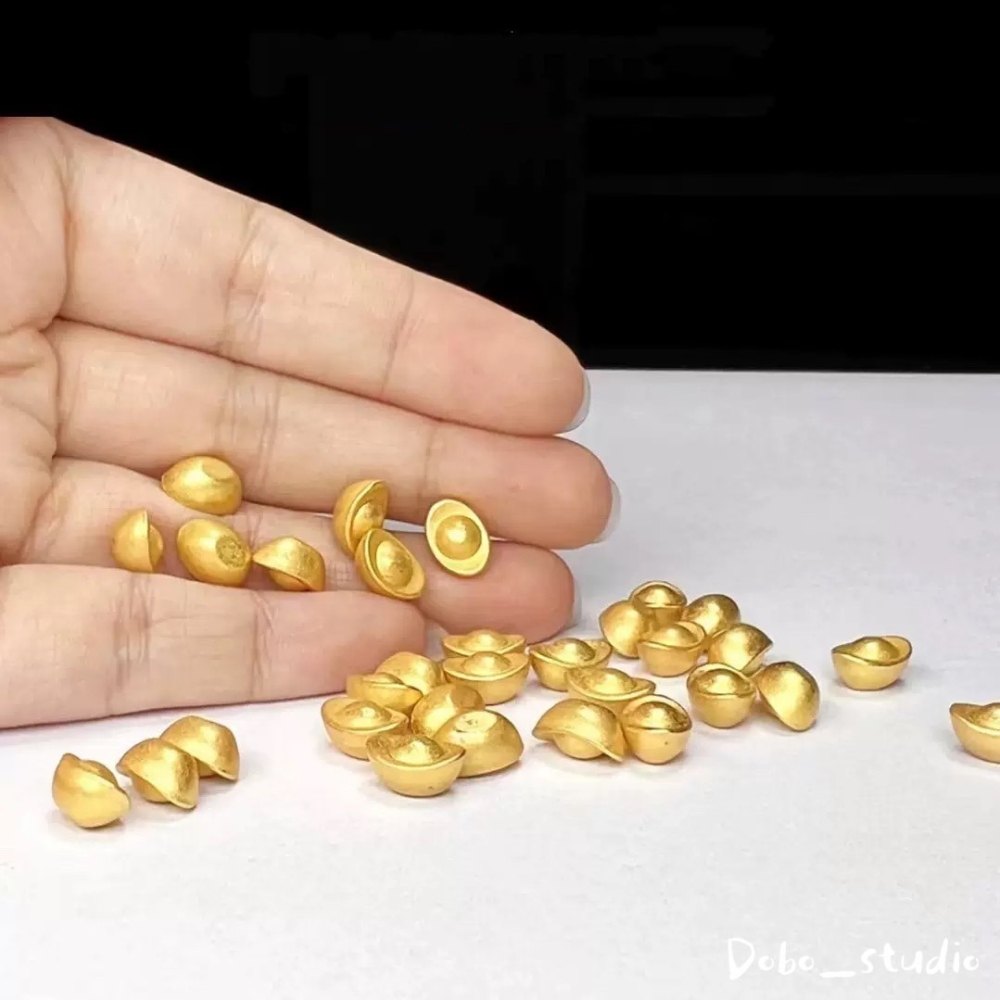 鳥我一下好嗎🍀沙金元寶 實心元寶 聚寶盆配件 小金元寶 合金 招財缸配件 招財小金條 元寶裝飾 財位 招財金元寶 金條-細節圖2