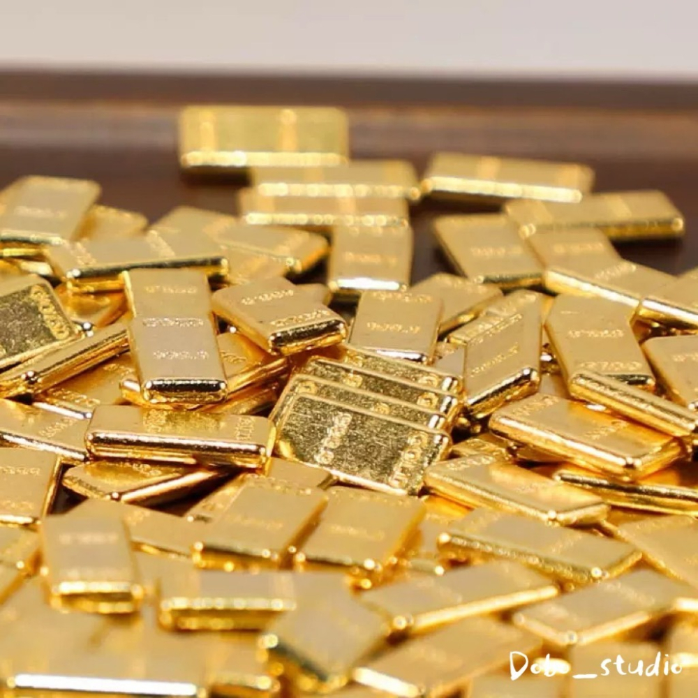 鳥我一下好嗎🍀沙金元寶 實心元寶 聚寶盆配件 小金元寶 合金 招財缸配件 招財小金條 元寶裝飾 財位 招財金元寶 金條-細節圖6