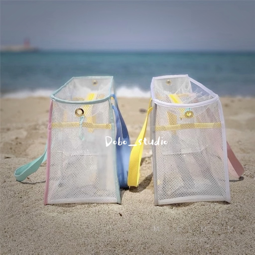 鳥我一下好嗎🍀防水手提透明包 海灘包 收納包 出國玩水 遊泳包 露營網袋 購物包 網格手提袋 收納袋 防水遊泳包 手提-細節圖4