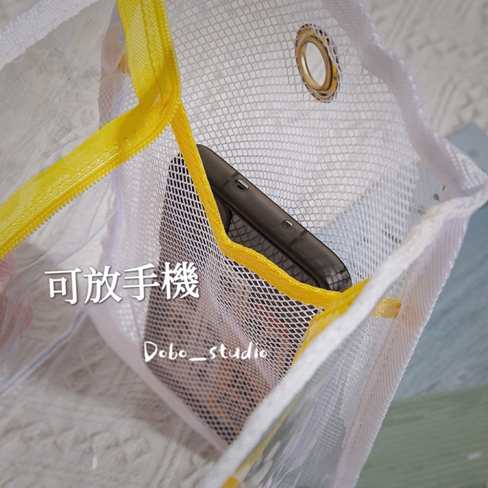 鳥我一下好嗎🍀防水手提透明包 海灘包 收納包 出國玩水 遊泳包 露營網袋 購物包 網格手提袋 收納袋 防水遊泳包 手提-細節圖6
