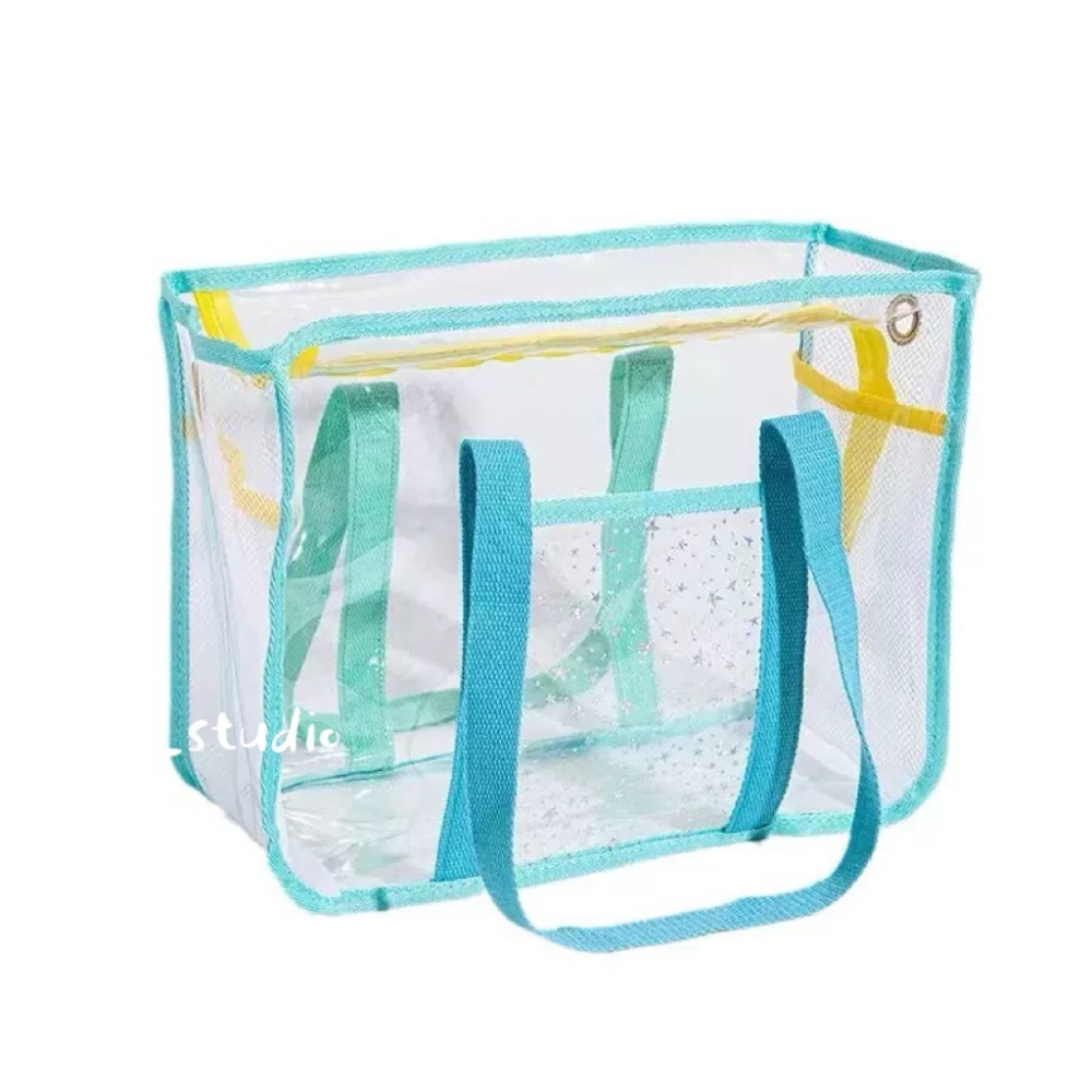 鳥我一下好嗎🍀防水手提透明包 海灘包 收納包 出國玩水 遊泳包 露營網袋 購物包 網格手提袋 收納袋 防水遊泳包 手提-細節圖9