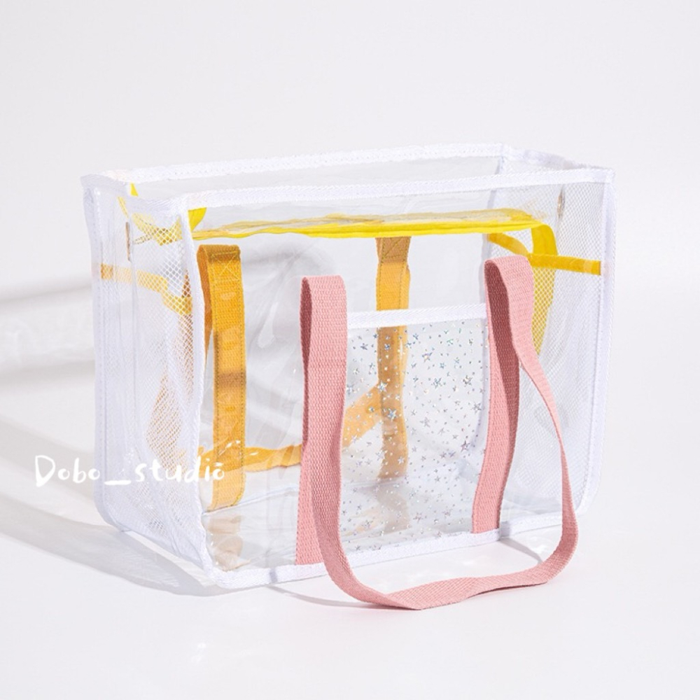 鳥我一下好嗎🍀防水手提透明包 海灘包 收納包 出國玩水 遊泳包 露營網袋 購物包 網格手提袋 收納袋 防水遊泳包 手提-細節圖10