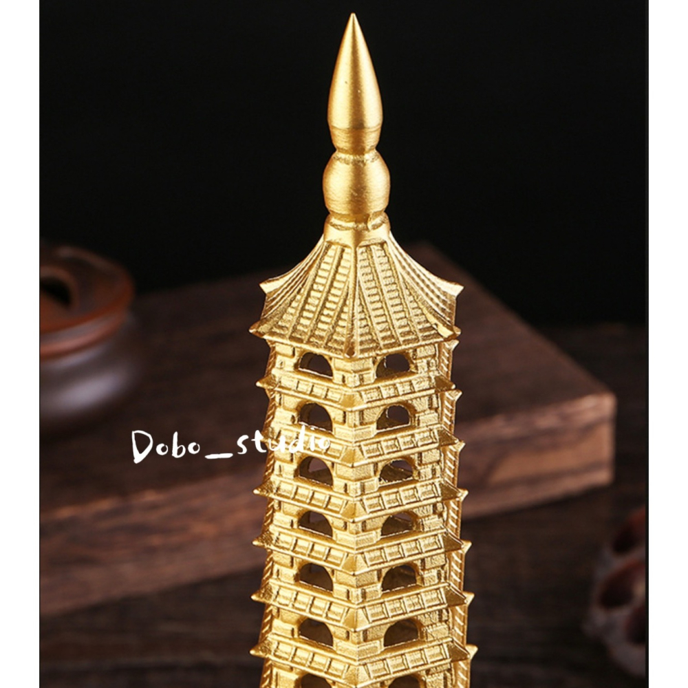 鳥我一下好嗎🍀黃銅文昌塔 黃銅13層文昌塔 事業高升 祈福轉運 智慧 黃銅打造 魁星 升遷 家居裝飾 財位擺放 黃銅工-細節圖3