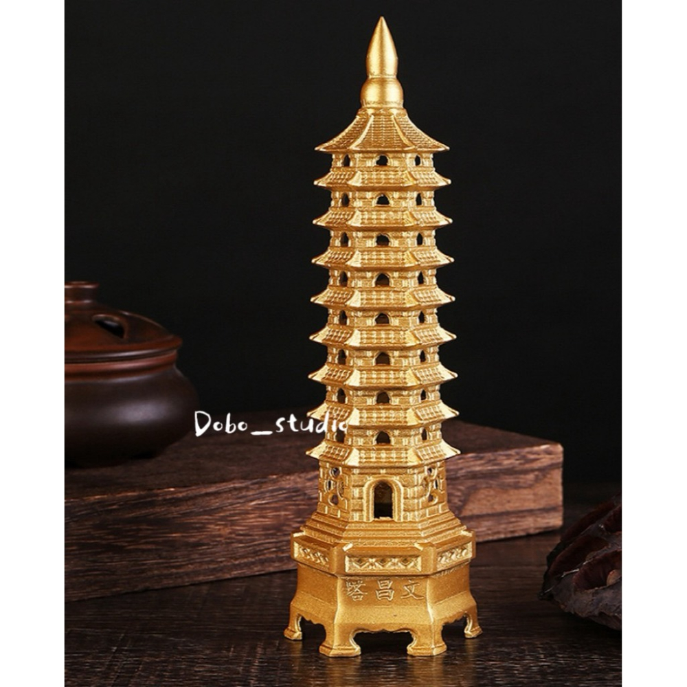 鳥我一下好嗎🍀黃銅文昌塔 黃銅13層文昌塔 事業高升 祈福轉運 智慧 黃銅打造 魁星 升遷 家居裝飾 財位擺放 黃銅工-細節圖4