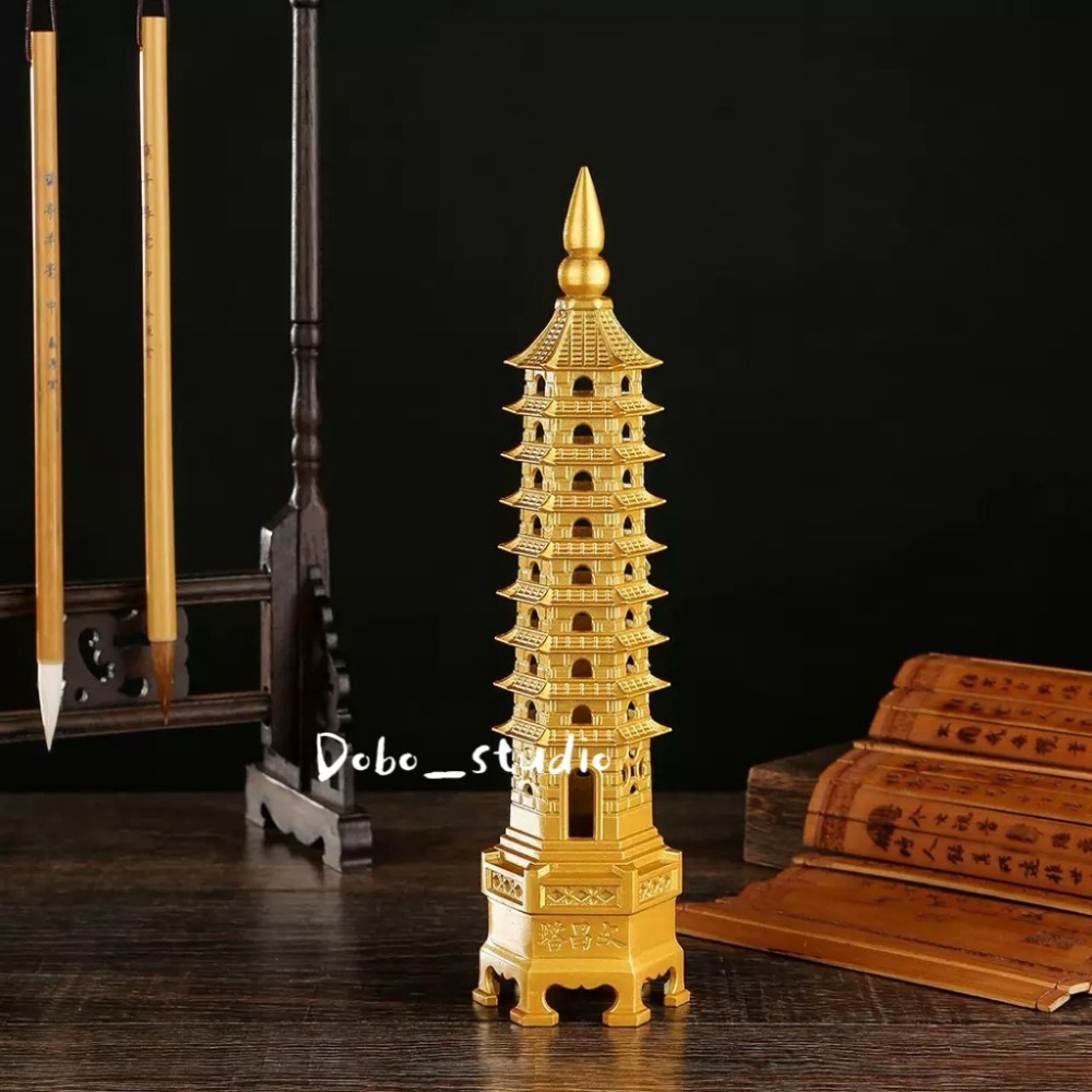 鳥我一下好嗎🍀黃銅文昌塔 黃銅13層文昌塔 事業高升 祈福轉運 智慧 黃銅打造 魁星 升遷 家居裝飾 財位擺放 黃銅工-細節圖5