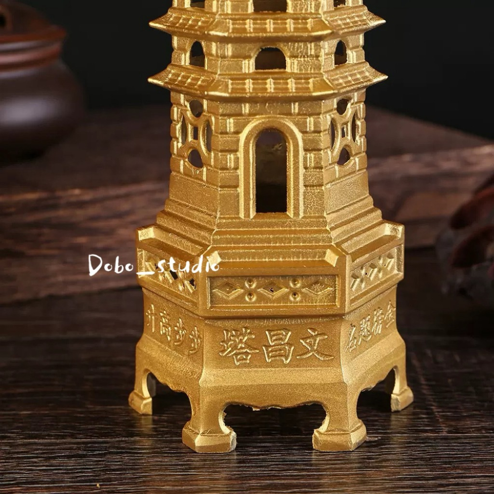 鳥我一下好嗎🍀黃銅文昌塔 黃銅13層文昌塔 事業高升 祈福轉運 智慧 黃銅打造 魁星 升遷 家居裝飾 財位擺放 黃銅工-細節圖6