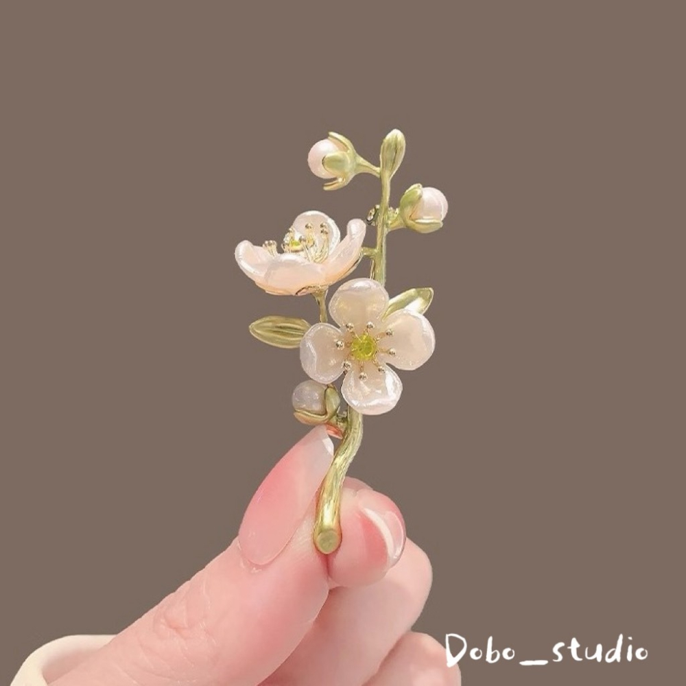 鳥我一下好嗎🍀山茶花胸針 茉莉花胸扣 小胸針 韓式雙葉胸針 宴會胸針 奢華大氣胸針 防走光胸針 袖口暗釦 固定領口胸針-細節圖5