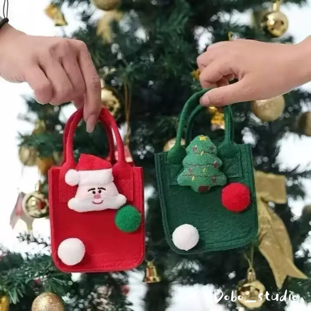 鳥我一下好嗎🍀聖誕蘋果袋 伴手禮袋 聖誕購物袋 耶誕禮品袋 毛氈禮物袋 聖誕節布置 聖誕樹布置 手拎包 萬聖節 耶誕節-細節圖7