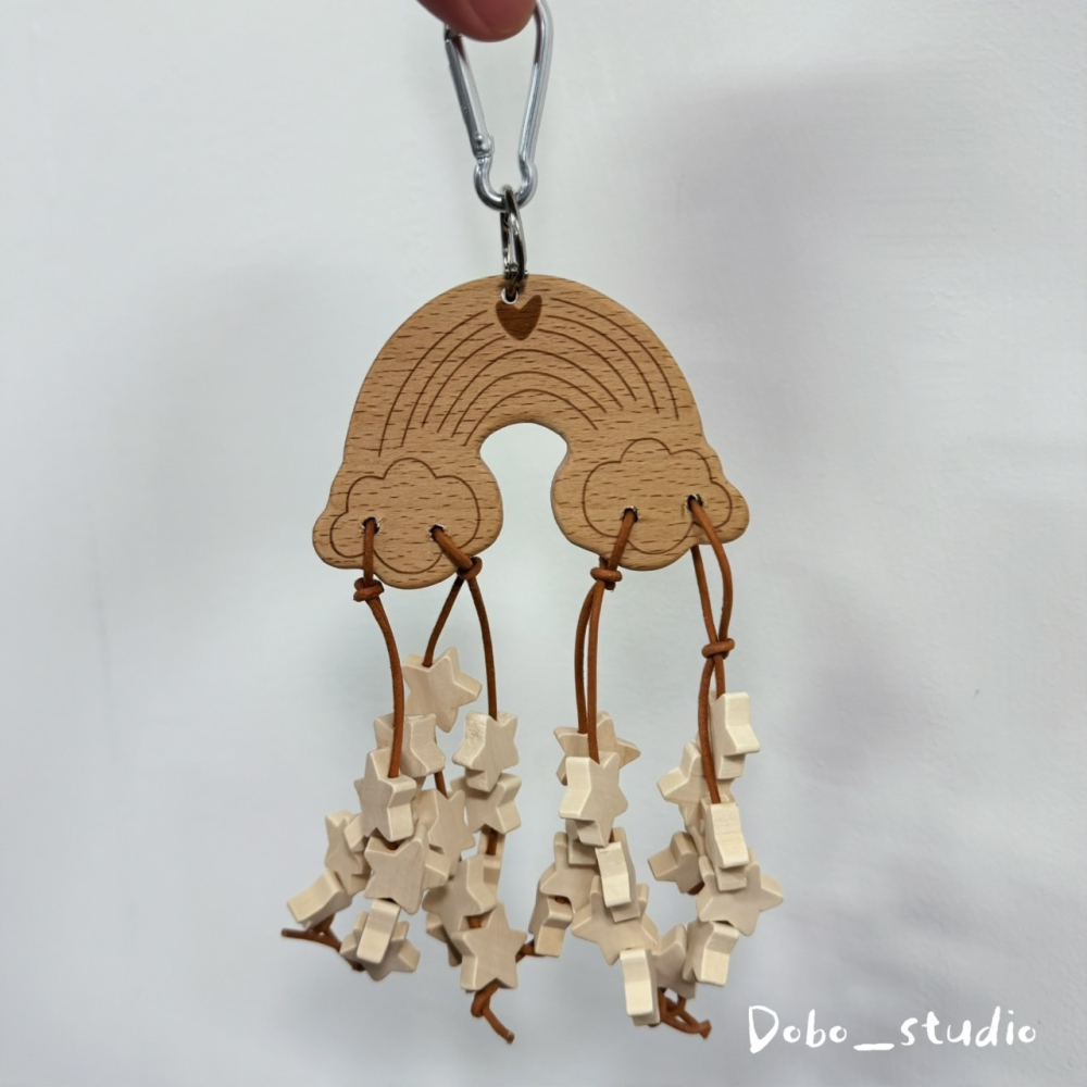 鳥我一下好嗎🍀雲朵星星木串 雲朵串 鸚鵡咬咬串 懸掛原木串 木質皮繩串 木製玩具 腳下抓握 天竺鼠 兔子 鸚鵡 牡丹-細節圖2