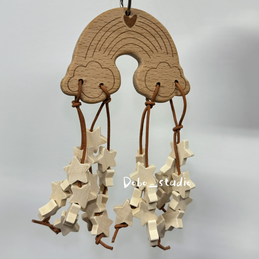 鳥我一下好嗎🍀雲朵星星木串 雲朵串 鸚鵡咬咬串 懸掛原木串 木質皮繩串 木製玩具 腳下抓握 天竺鼠 兔子 鸚鵡 牡丹-細節圖3