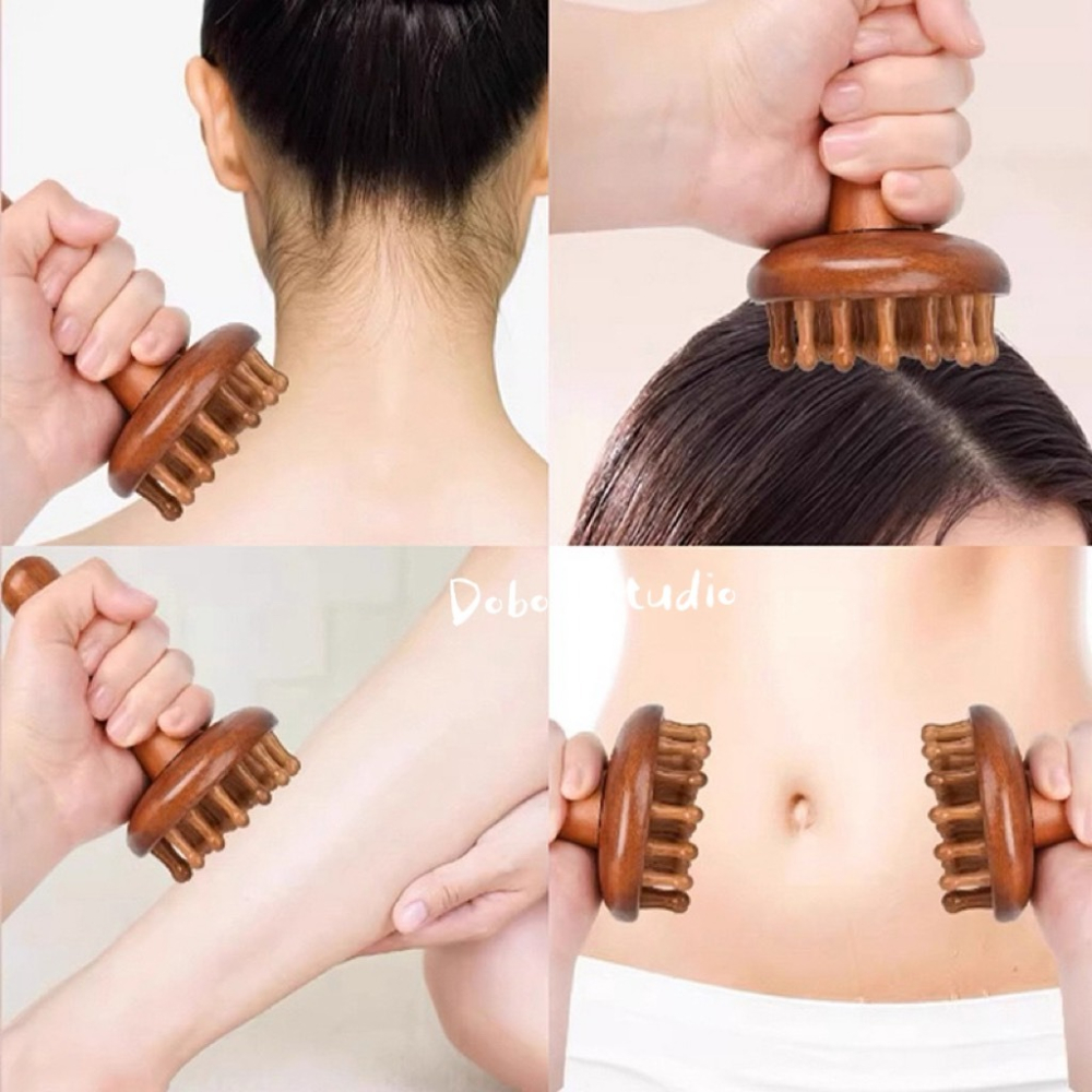 鳥我一下好嗎🍀經絡揉腹刷 木質按摩梳 檀木按摩棒 手持式經絡刷 五行刷 淋巴按摩器 手柄式 刮痧　經絡梳 瑜珈課後放鬆-細節圖5