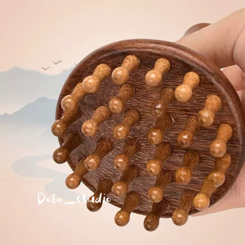 鳥我一下好嗎🍀經絡揉腹刷 木質按摩梳 檀木按摩棒 手持式經絡刷 五行刷 淋巴按摩器 手柄式 刮痧　經絡梳 瑜珈課後放鬆-細節圖6