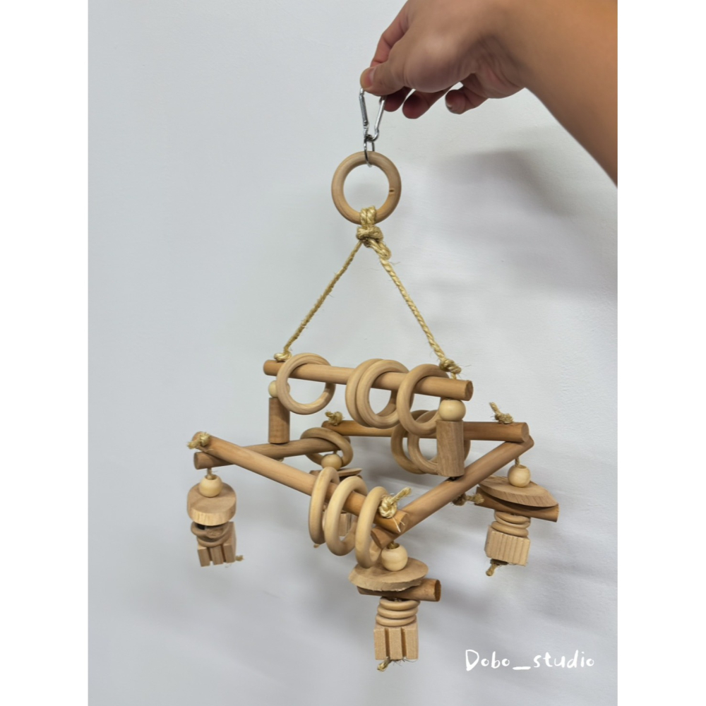 鳥我一下好嗎🍀森林探索木鞦韆 鳥玩具 鸚鵡 攀爬 玩具 抓握木串 鸚鵡鞦韆 木製鳥站棍 玄鳳鸚鵡 木塊 圓環 大型鳥-細節圖4