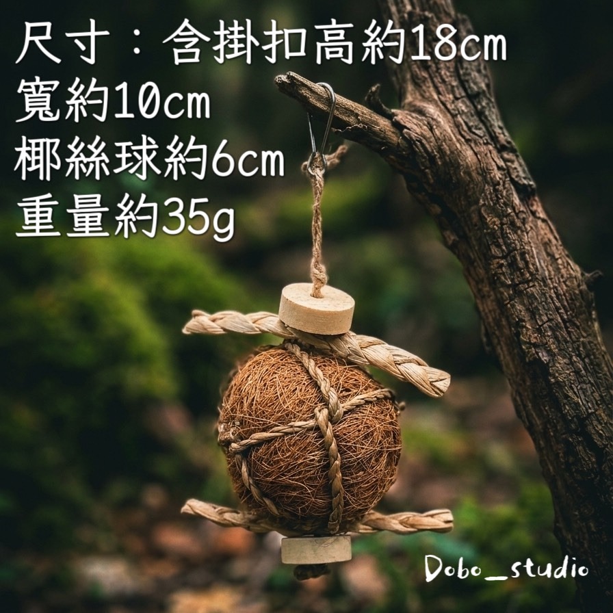 鳥我一下好嗎🍀椰絲啃咬吊球 繩索玩具 椰殼纖維球 鸚鵡啃咬串 和尚鸚鵡 凱克鸚鵡 玄鳳鸚鵡 鸚鵡益智玩具 藤編串-細節圖2