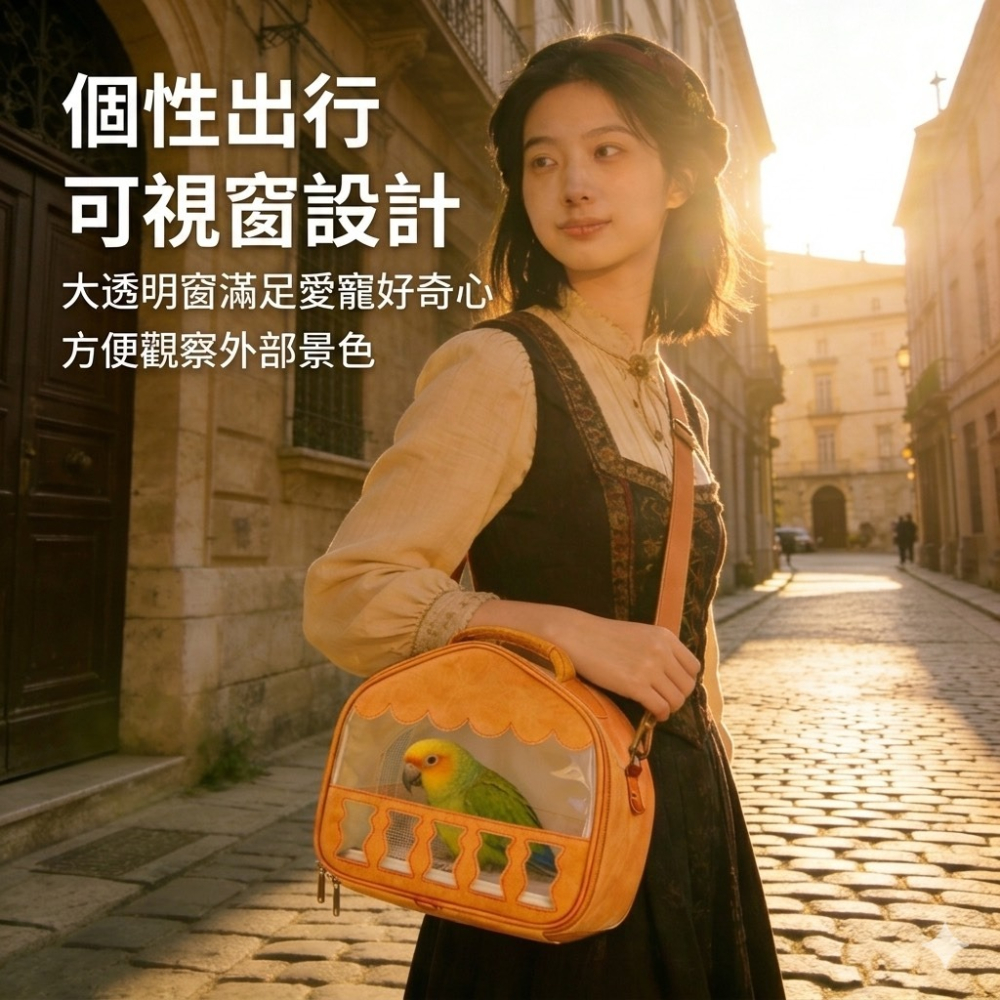 鳥我一下好嗎🍀房型透氣外出包 鸚鵡外出包 寵物外出背包 網美鸚鵡包 小動物外出袋 小寵外出包 高顏值外出包 站棍外出包-細節圖2