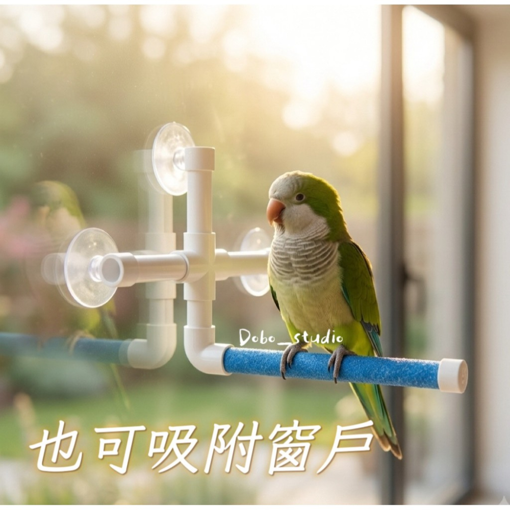 鳥我一下好嗎🍀淋浴吸盤站架 和尚鸚鵡洗澡神器 強力吸盤鸚鵡淋浴架子 防滑舒適鳥棲棍 免打孔站棍 浴室專用站架 鸚鵡用品-細節圖2