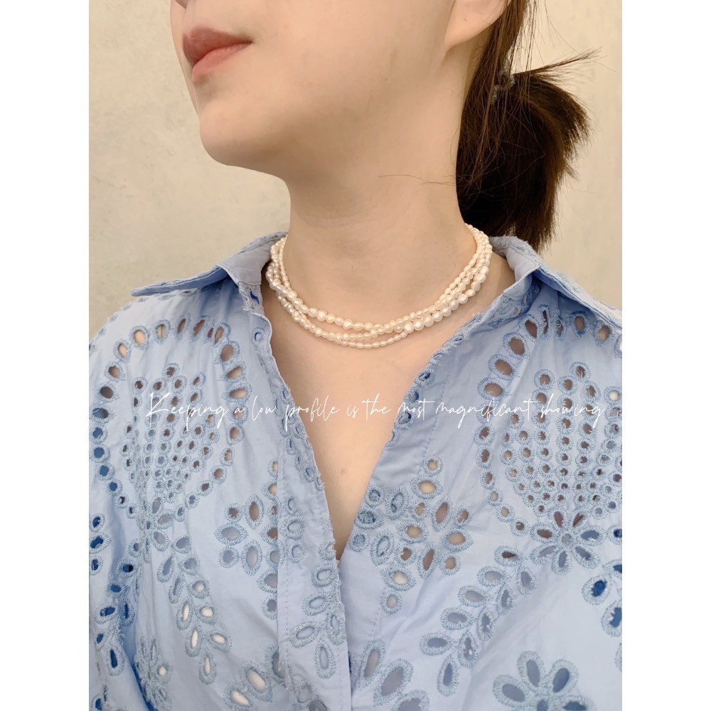 OT扣雙面光多層疊戴小米珠項鍊-細節圖3