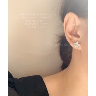 東大門｜滿鑽花朵珍珠耳針-細節圖3