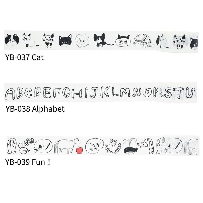 現貨【守夜鴞商行】 日本插畫 Miyagi Chika 山鳩舍 紙膠帶 貓咪 字母 小動物-細節圖2