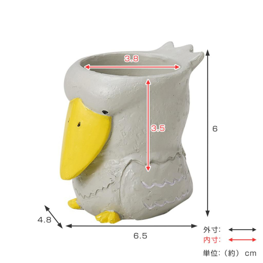 現貨【守夜鴞商行】日本 鯨頭鸛 盆栽 迷你多肉盆栽 造型花盆 小鳥 動物 多肉植物 一吋盆栽 小盆栽 園藝-細節圖5