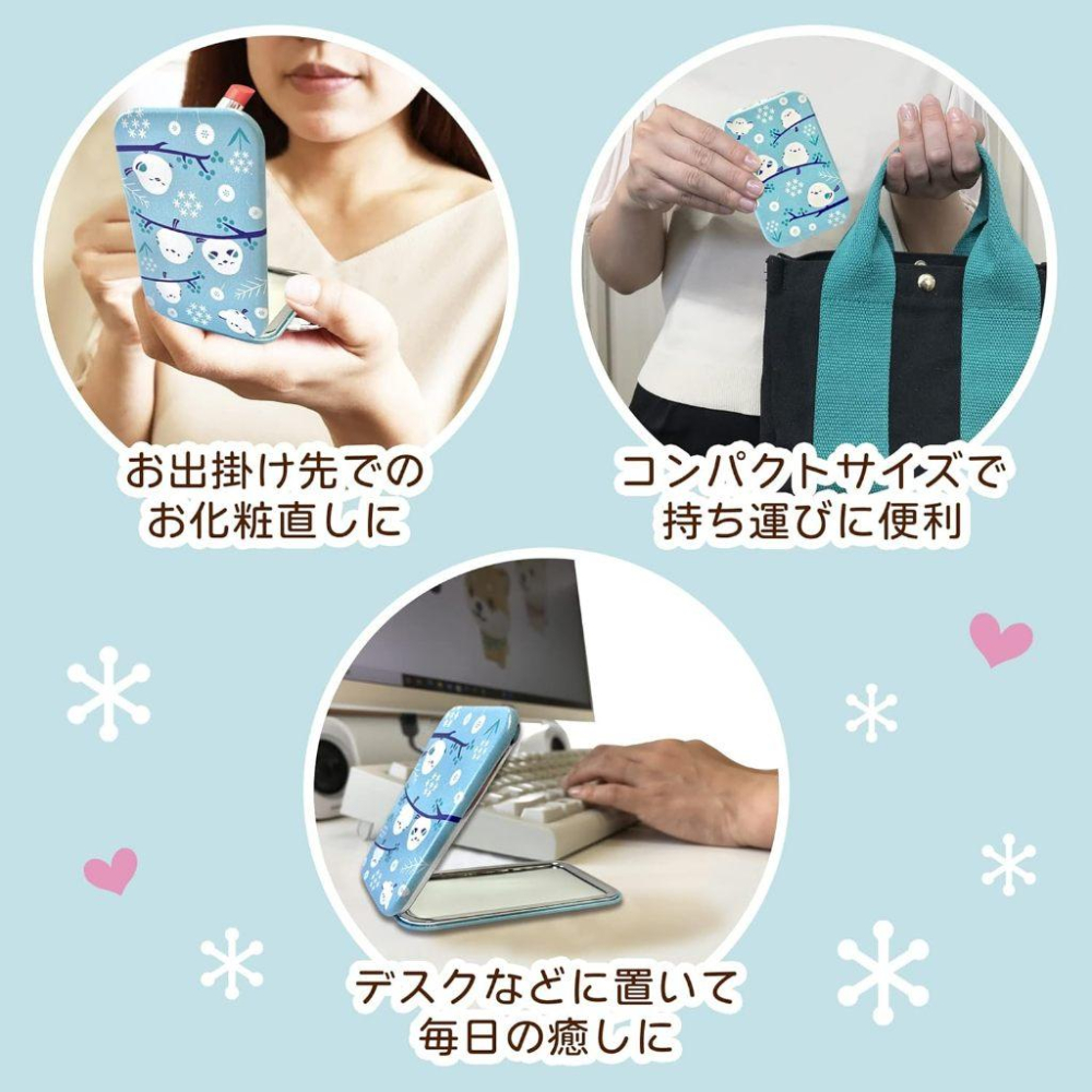 現貨【守夜鴞商行】日本 LamPlanning 北海道 長尾山雀 鏡子 隨身鏡 化妝鏡 平面鏡與放大鏡 雙面鏡-細節圖5