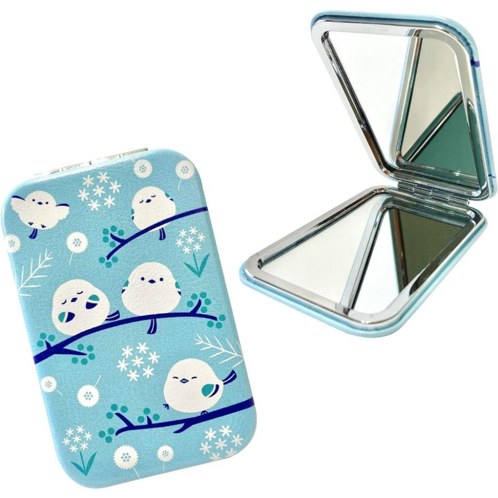 現貨【守夜鴞商行】日本 LamPlanning 北海道 長尾山雀 鏡子 隨身鏡 化妝鏡 平面鏡與放大鏡 雙面鏡-細節圖7