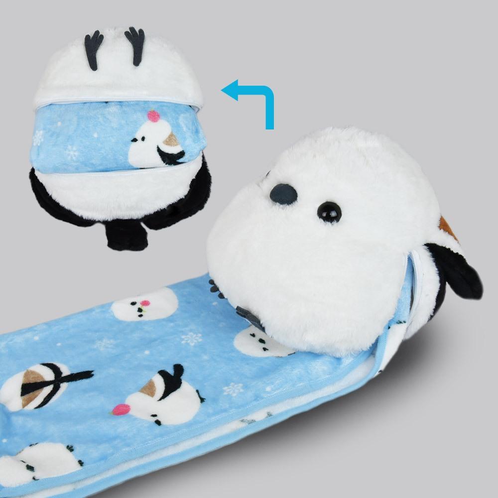 現貨【守夜鴞】日本正版 AMUFUN 長尾山雀 絨毛 娃娃 毯子 玩偶 禮物 可愛 鳥-細節圖2