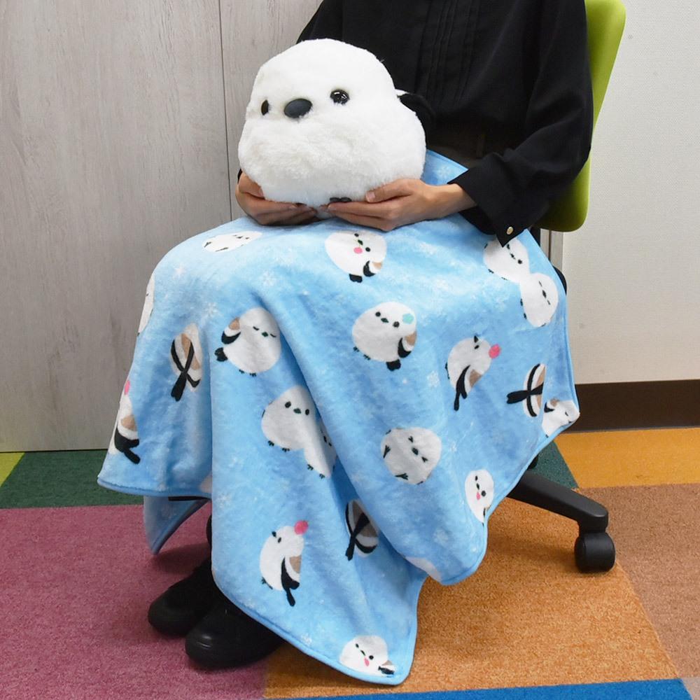 現貨【守夜鴞】日本正版 AMUFUN 長尾山雀 絨毛 娃娃 毯子 玩偶 禮物 可愛 鳥-細節圖3