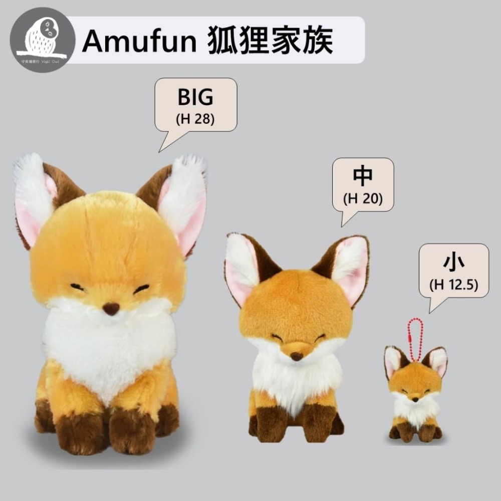 現貨【守夜鴞】日本 正版 AMUFUN 橙色 黃色 狐狸 絨毛 娃娃 amuse 可愛 中型 玩偶 赤色 赤狐-細節圖8