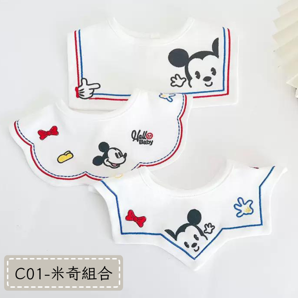 【No.9童裝】台灣現貨✨寶寶三件組純棉圍兜兜 口水巾 防水圍兜 造型款口水巾-規格圖1
