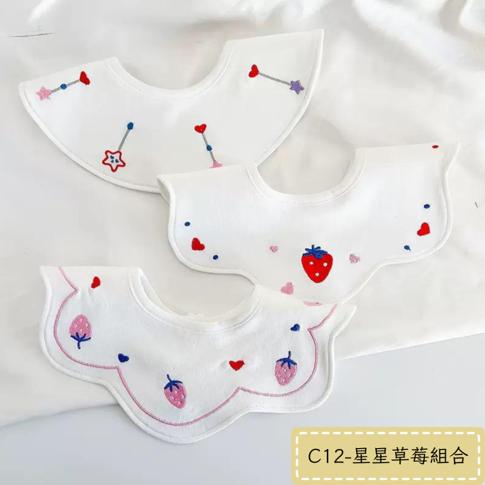 【No.9童裝】台灣現貨✨寶寶三件組純棉圍兜兜 口水巾 防水圍兜 造型款口水巾-規格圖1