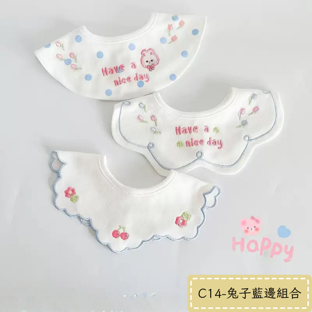 【No.9童裝】台灣現貨✨寶寶三件組純棉圍兜兜 口水巾 防水圍兜 造型款口水巾-規格圖1