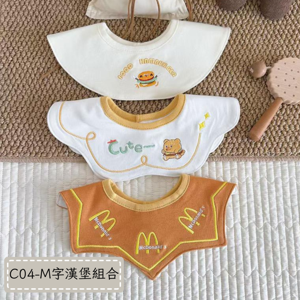 【No.9童裝】台灣現貨✨寶寶三件組純棉圍兜兜 口水巾 防水圍兜 造型款口水巾-規格圖1