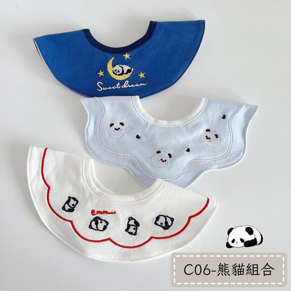 【No.9童裝】台灣現貨✨寶寶三件組純棉圍兜兜 口水巾 防水圍兜 造型款口水巾-規格圖1