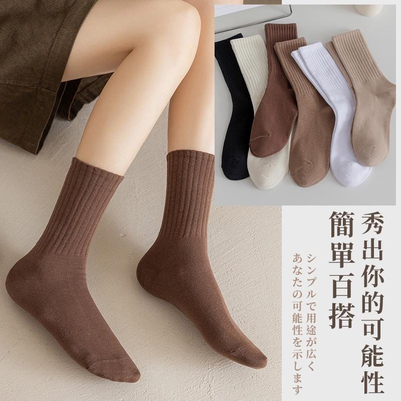 【台灣現貨】奶茶拿鐵色系直紋中筒襪 女襪 堆堆襪 秋冬堆堆襪 襪子 女襪 中筒襪 堆堆襪 襪子中筒襪 日系襪子 純棉襪女-細節圖2