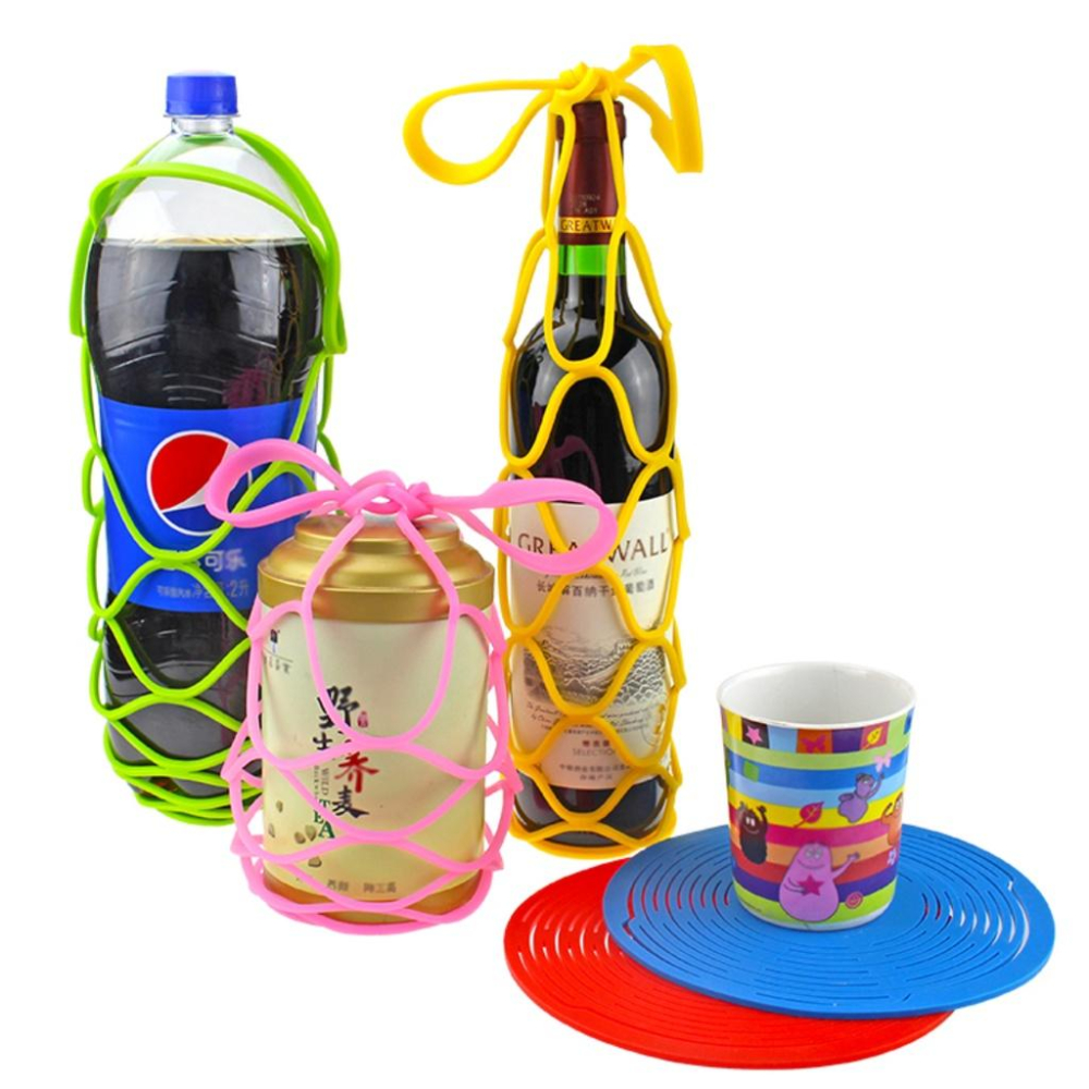 創意包裝送禮 矽膠瓶套 提袋 提套 網格瓶子提籃 手提保護瓶套 送禮提盒提袋 瓶子提袋 手提網狀袋 禮品袋 鍋盤隔熱墊-細節圖8