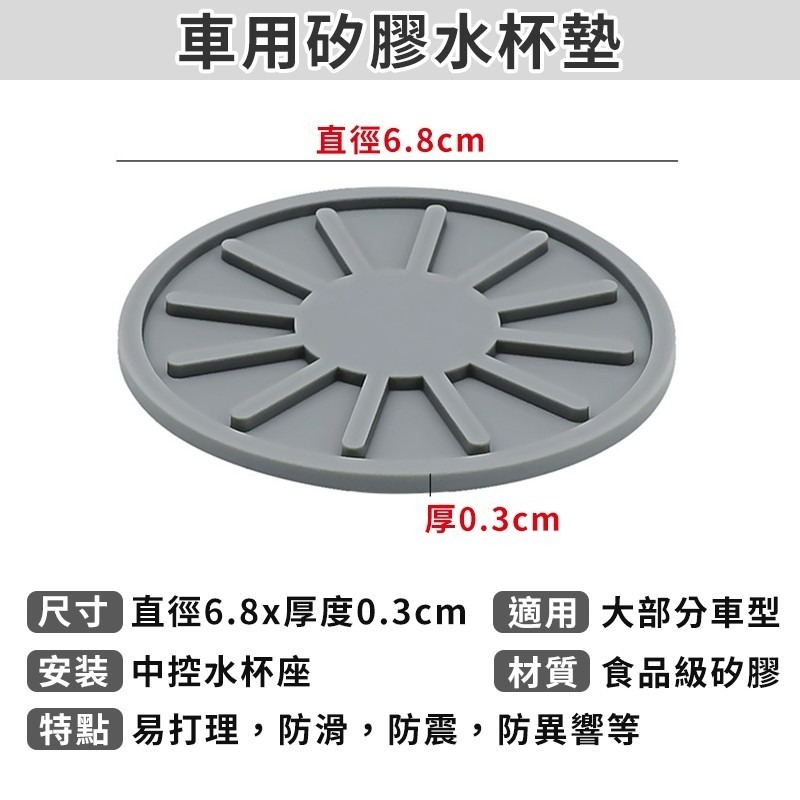 【台灣現貨】汽車杯墊 矽膠 車用杯墊 防滑 瀝水 汽車水杯墊 車內防響杯墊 車防滑杯墊 車載杯墊-細節圖9