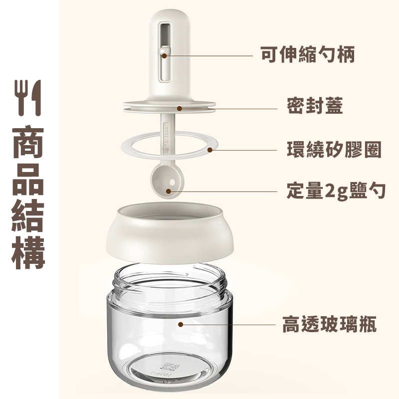 廚房調味罐 調味瓶 伸縮調味料罐 定量調味瓶 調料瓶 廚房調味瓶 分裝鹽 味精 調味料收納盒 玻璃調味罐-細節圖6