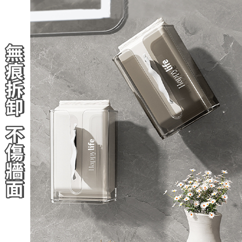現貨🔥 吸盤紙巾盒 衛生紙盒 免打孔壁掛紙巾盒 面紙盒 透明紙巾盒 紙巾收納盒 浴室紙巾盒 浴室衛生紙盒-細節圖3